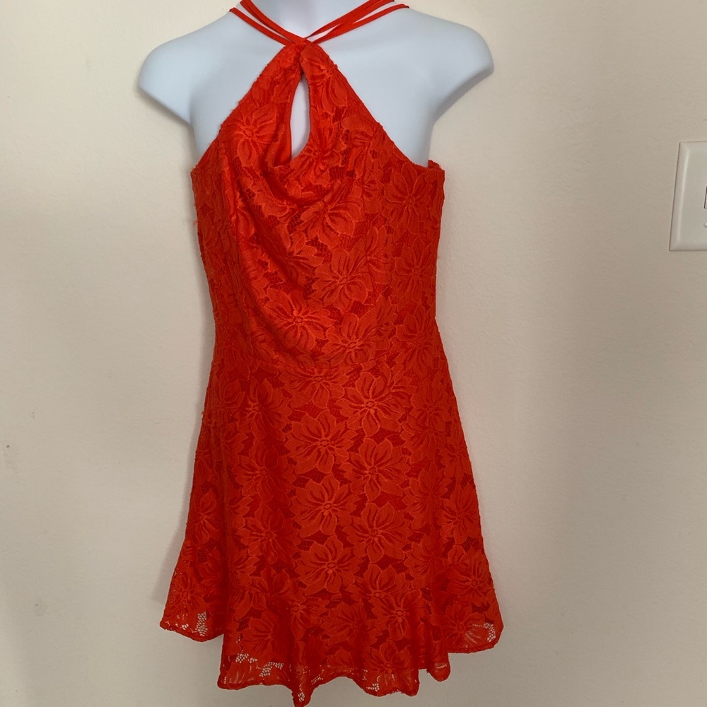 GB Girls Spaghetti Strap Orange Lace Dress